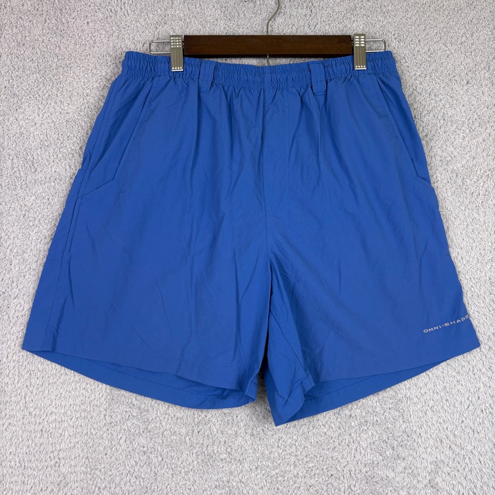 Columbia PFG Shorts Mens Medium Blue Omni Shade Hiking Mesh Fishing Outdoor